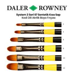 Daler Rowney - Daler Rowney System 3 Seri 67 Sentetik Kısa Sap Kedi Dili Fırçası