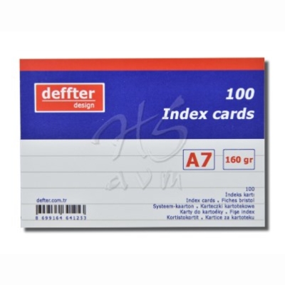 Deffter Index Cards 100lü A7 Çizgili Beyaz
