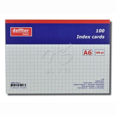 Deffter Index Cards 100lü Kareli A6 Beyaz