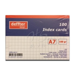 Deffter - Deffter Index Cards 100lü A7 Kareli Beyaz