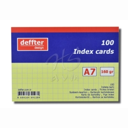 Deffter - Deffter Index Cards 100lü A7 Kareli Sarı