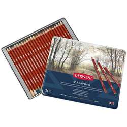 Derwent - Derwent Drawing Yağlı Eskiz Kalemi 24lü Set