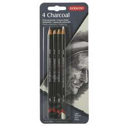 Derwent - Derwent Charcoal Pencils Füzen Kalem 4lü Set