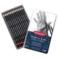 Derwent - Derwent Graphic Dereceli Kalem 12li Hard Set