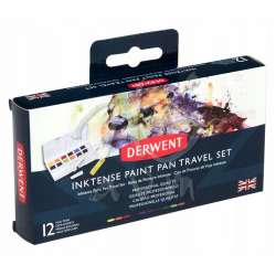 Derwent - Derwent Inktense Sulu Boya Seyahat Seti Yarım Tablet 12li