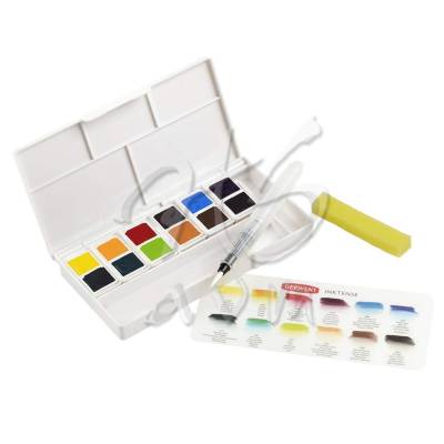 Derwent Inktense Sulu Boya Seyahat Seti Yarım Tablet 12li