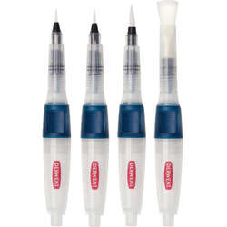 Derwent - Derwent Push Button Waterbrush Hazneli Sulu Boya Fırçası 4lü Set (1)