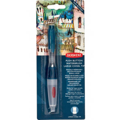 Derwent Push Button Waterbrush Sulu Boya Fırçası Chisel 10mm