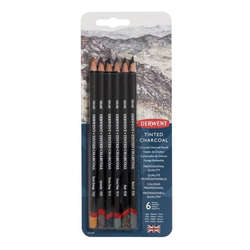 Derwent - Derwent Tinted Charcoal Sulandırılabilen Renkli Füzen Kalem 6lı Set