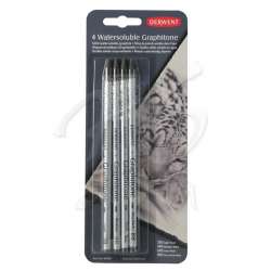 Derwent - Derwent Watersoluble Graphitone Aquarel Grafit Kalem 4lü Set