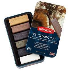 Derwent - Derwent XL Charcoal XL Füzen Blokları 6lı Teneke Kutu