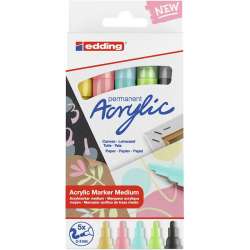 Edding - Edding 5100 Akrilik Marker Kalem 2-3mm Yuvarlak Uç 5li Pastel Renkler