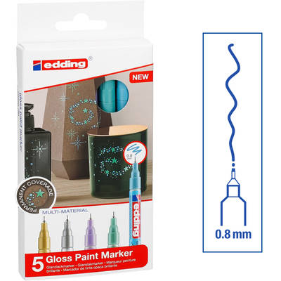 Edding 780 Gloss Paint Marker Metalik Renkler 0.8mm 5li Set