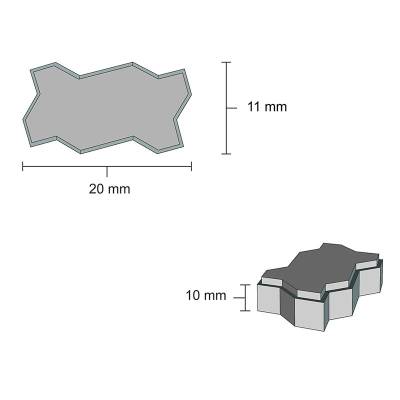 Eshel Dikdörtgen Parke Gri - Kırmızı 1/12 2x1x0.6cm