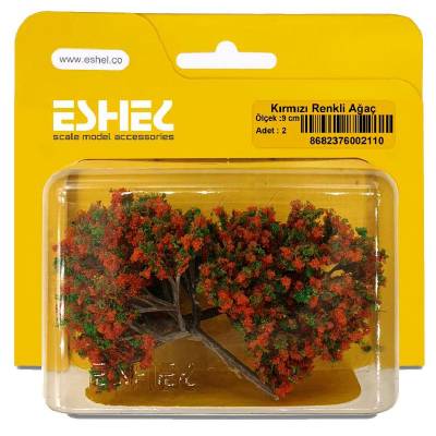 Eshel Kırmızı Renkli Ağaç 9cm Paket İçi:2