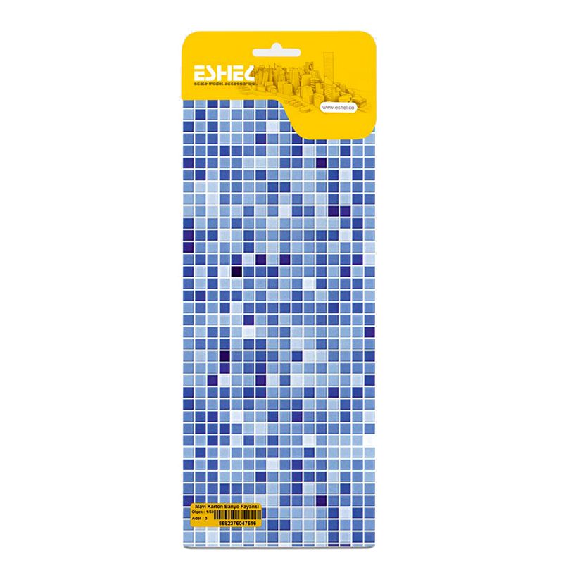 Eshel Mavi Karton Banyo Fayansı 1/50 Paket İçi:3