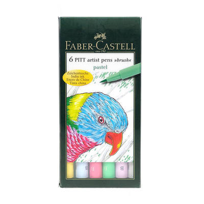 Faber Castell 6 Pitt Artist Pen Fırça Uçlu Çizim Kalemi Pastel 167163