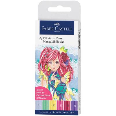 Faber Castell 6 Pitt Artist Pen Manga Shojo Set 167155