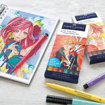 Faber Castell 6 Pitt Artist Pen Manga Shojo Set 167155