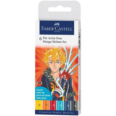 Faber Castell 6 Pitt Artist Pen Manga Shonen Set 167157