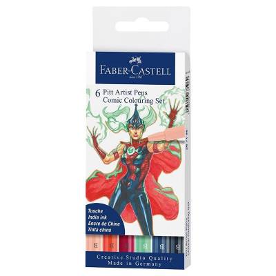 Faber Castell 6 Pitt Artist Pen Manga Superhero Set 267196