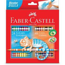 Faber Castell - Faber Castell Bicolor Çift Uçlu Kuru Boya Kalemi 48 Renk 5171120624