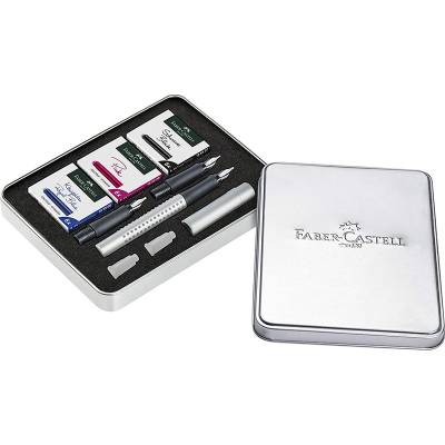 Faber-Castell Grip 2011 Dolma Kalem Kaligrafi Set Gümüş