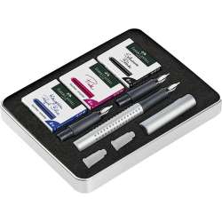 Faber Castell - Faber-Castell Grip 2011 Dolma Kalem Kaligrafi Set Gümüş (1)