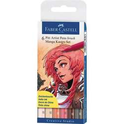 Faber Castell - Faber Castell Pitt Artist Pen Brush Manga Çizim Seti 6lı Kaoiro Set