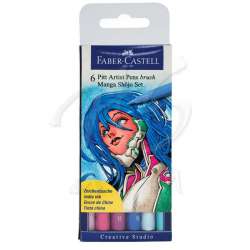 Faber Castell - Faber Castell Pitt Artist Pen Brush Manga Çizim Seti 6lı Shojo Set