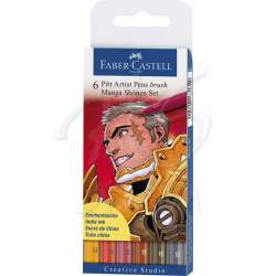 Faber Castell - Faber Castell Pitt Artist Pen Brush Manga Çizim Seti 6lı Shonen Set