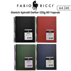 Fabio Ricci - Fabio Ricci Sketch Spiralli Sert Kapak Çizim Defteri 120g 80 Yaprak