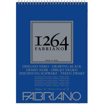 Fabriano 1264 Drawing Black Paper Siyah Çizim Defteri Üstten Spiralli 200g A3