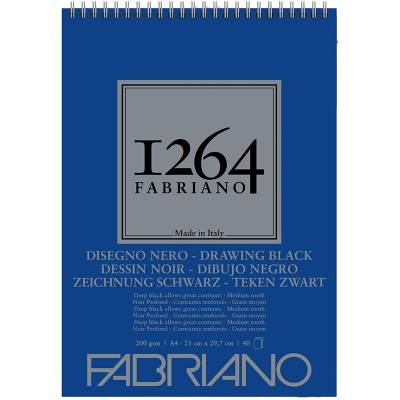 Fabriano 1264 Drawing Black Paper Siyah Çizim Defteri Üstten Spiralli 200g A4