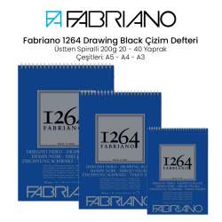 Fabriano - Fabriano 1264 Drawing Black Paper Siyah Çizim Defteri Üstten Spiralli 200g