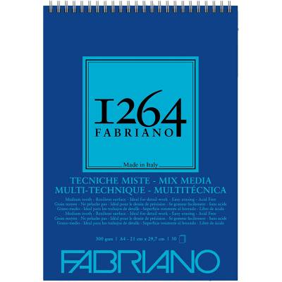 Fabriano 1264 Mix Media Çok Amaçlı Çizim Defteri Üstten Spiralli 300g A4
