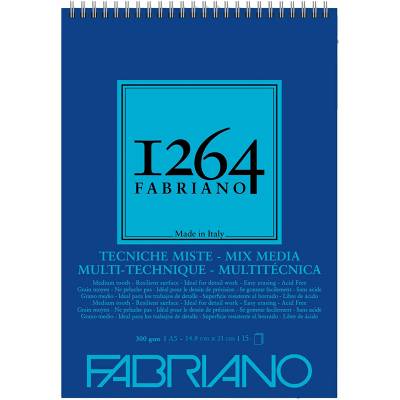 Fabriano 1264 Mix Media Çok Amaçlı Çizim Defteri Üstten Spiralli 300g A5