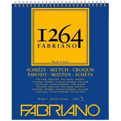 Fabriano 1264 Sketch Paper Eskiz Defteri Üstten Spiralli 90g 30x30