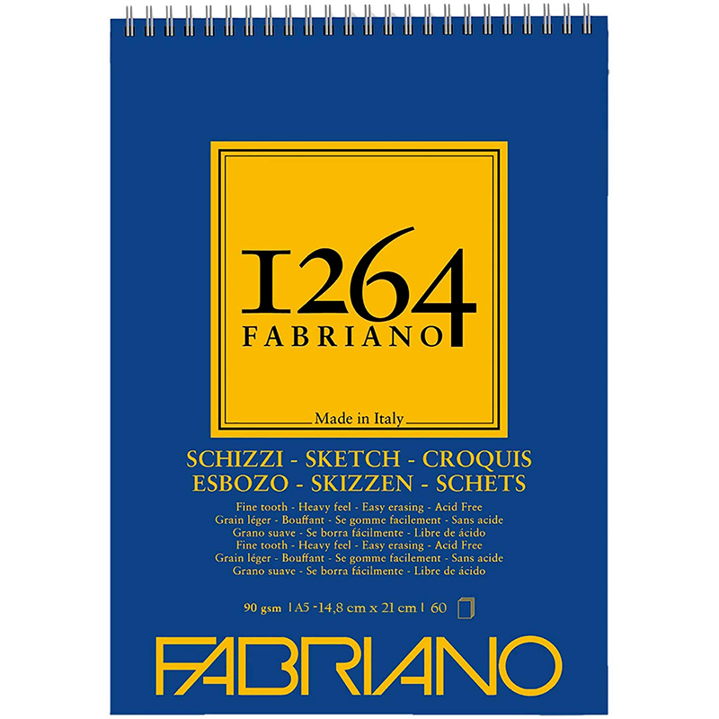 Fabriano 1264 Sketch Paper Eskiz Defteri Üstten Spiralli 90g A5