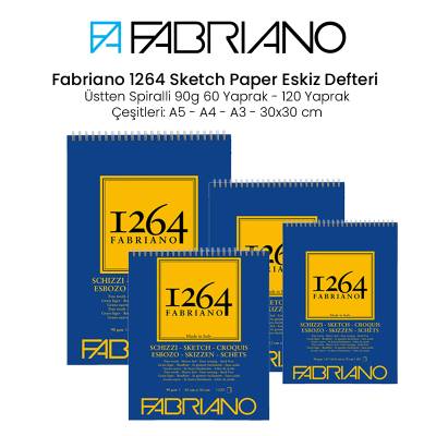 Fabriano 1264 Sketch Paper Eskiz Defteri Üstten Spiralli 90g