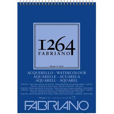 Fabriano 1264 Watercolour Sulu Boya Defteri Üstten Spiralli 300g A3