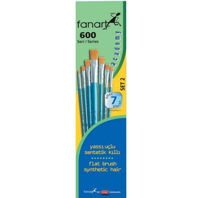 Fanart Academy Seri 600 Yassı Uçlu Fırça Seti No:2 7li