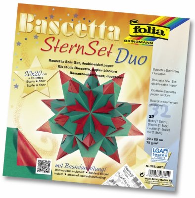 Folia Bascetta Star Kit Çift Yüzeyli 20x20cm Hot Red/Green No:3252020