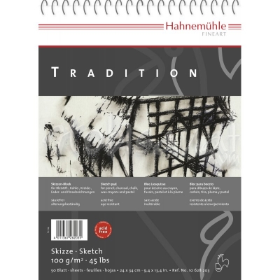 Hahnemühle Tradition Spiralli Eskiz Defteri 100g 50 Yaprak 24x32