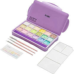 HIMI Jelly Cup Gouache Set Pastel Renkler Guaj Boya Seti 18 Renk x 30g(Purple Case)