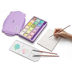 HIMI Jelly Cup Gouache Set Pastel Renkler Guaj Boya Seti 18 Renk x 30g(Purple Case) (1)