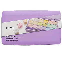 HIMI Jelly Cup Gouache Set Pastel Renkler Guaj Boya Seti 18 Renk x 30g(Purple Case) - 4