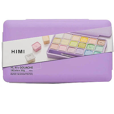 HIMI Jelly Cup Gouache Set Pastel Renkler Guaj Boya Seti 18 Renk x 30g(Purple Case) - 4