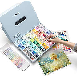 HIMI Twin Cup Gouache Set Guaj Boya Seti 112 Renk x 12g (Ice Blue Case)