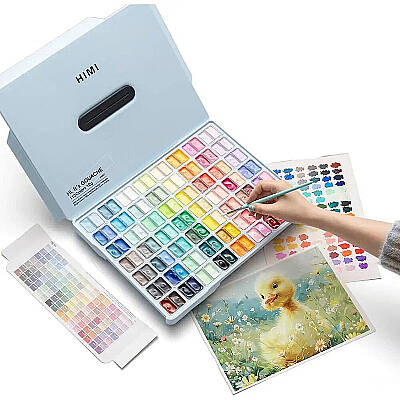HIMI Twin Cup Gouache Set Guaj Boya Seti 112 Renk x 12g (Ice Blue Case) - 1